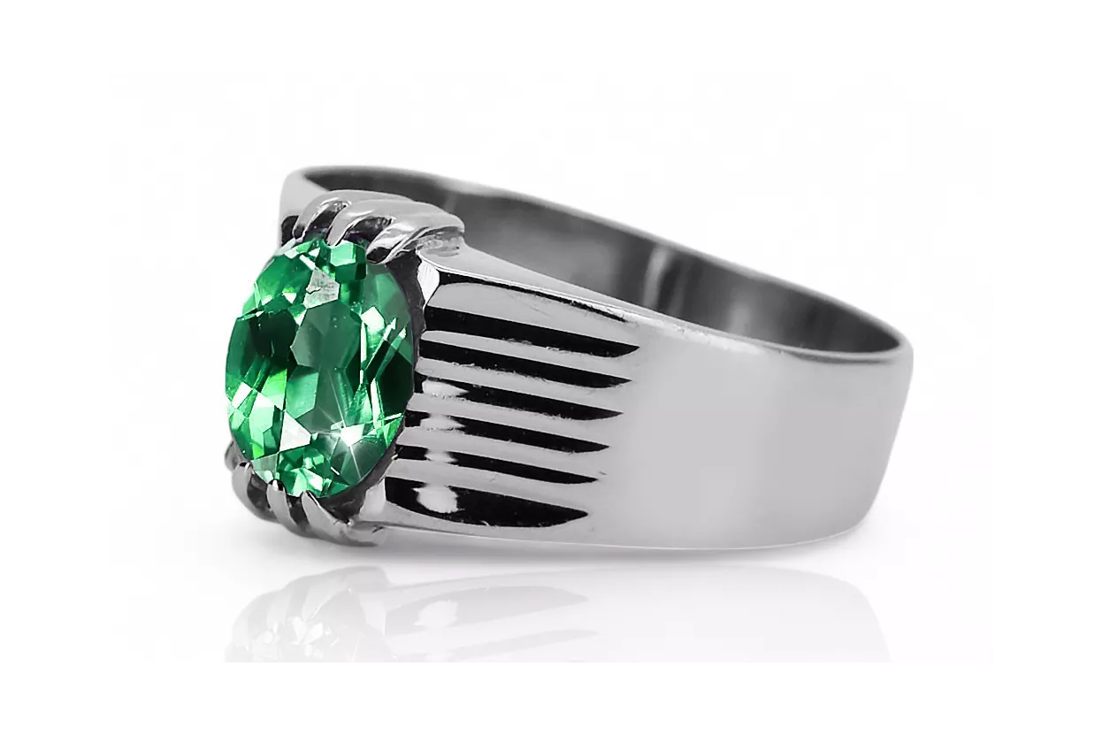 Argent sterling 925 Émeraude Anneau Style vintage vrc007s